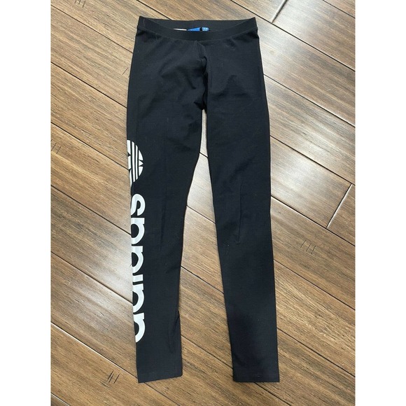 Adidas Trefoil Linear Logo Black Leggings - Picture 3 of 7